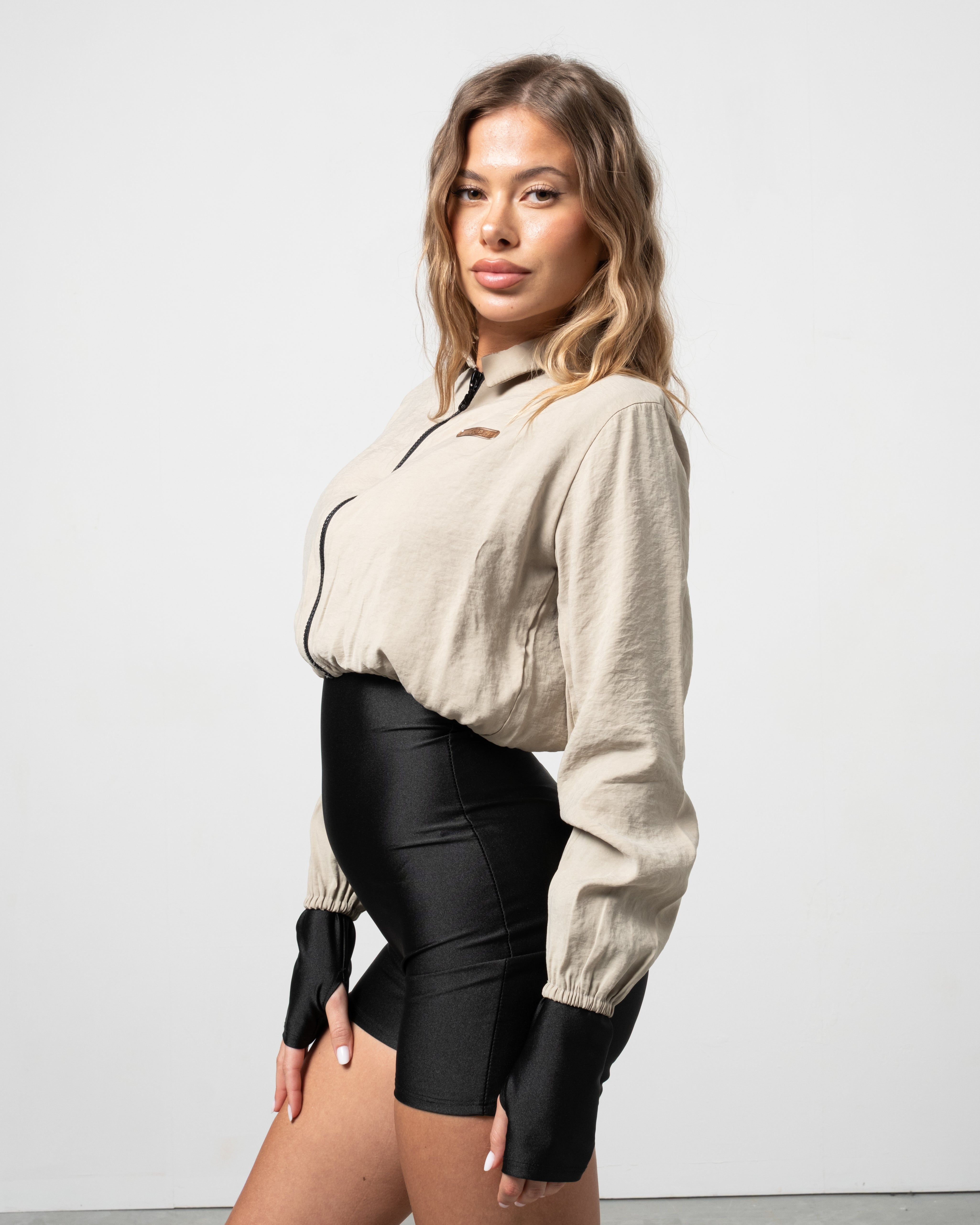 Giacca Crop Beige in Cotone