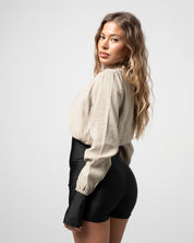 Giacca Crop Beige in Cotone